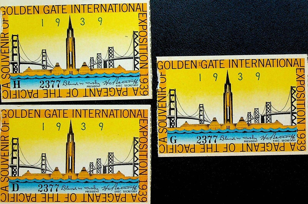 Golden Gate International Exposition 1939 Ticket Lot of 3 Pageant of the Pacific