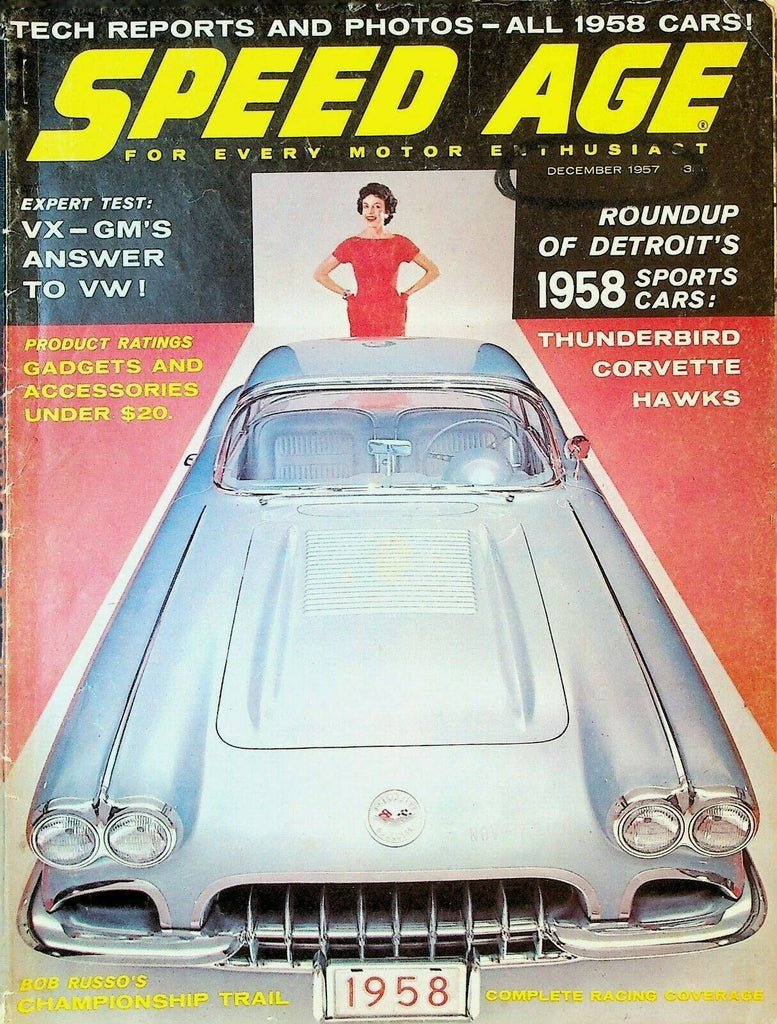 Speed Age Magazine December 1957 Corvette Thunderbird Vauxhall Victor