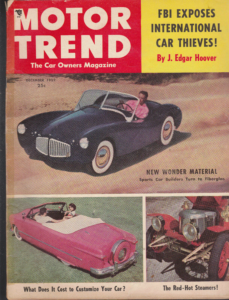 Motor Trend Magazine J Edgar Hoover FBI  December 1952 FREE US S/H
