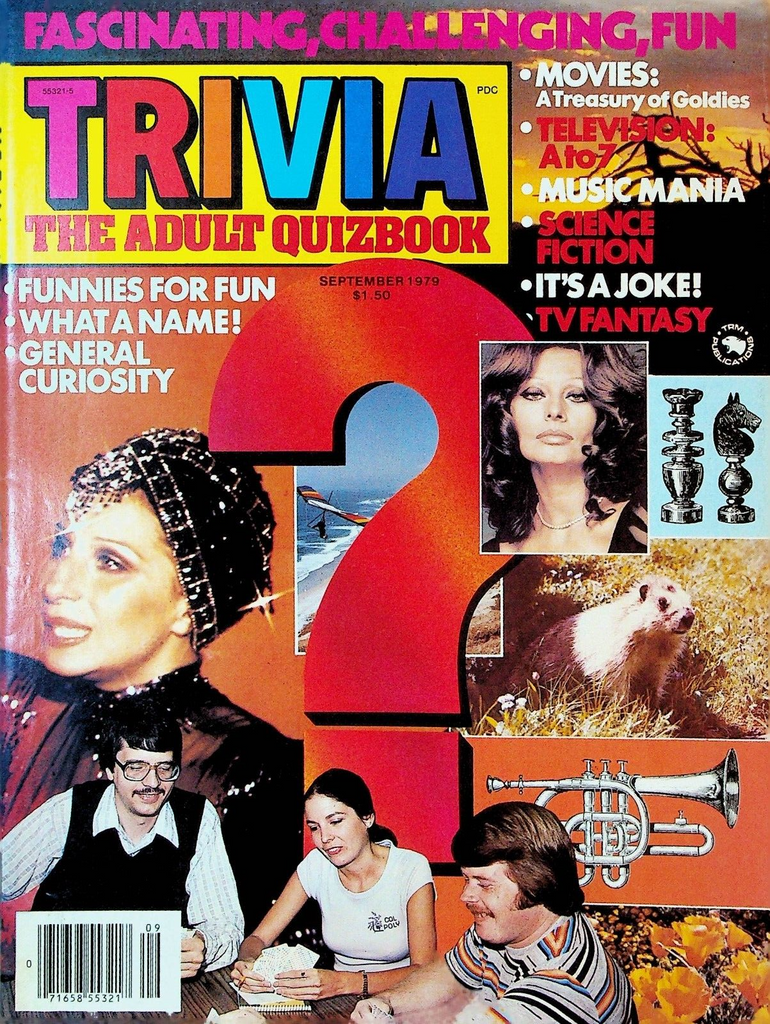 Trivia the Adult Quizbook FIRST ISSUE September 1979 Cher Sophia Loren