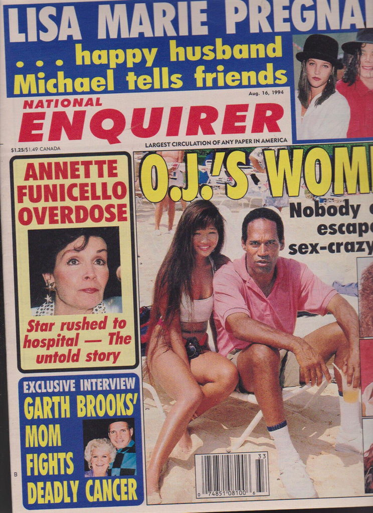 National Enquirer  OJ Simpson Annette Funicello Michael Jackson  August 16 1994