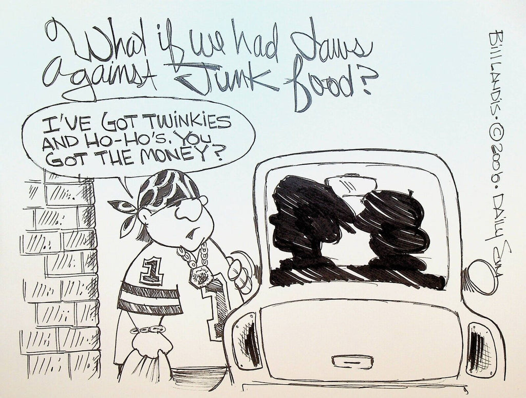 Bill Landis Original Cartoon Art The Villages Daily Sun 2006 Junk Food Laws