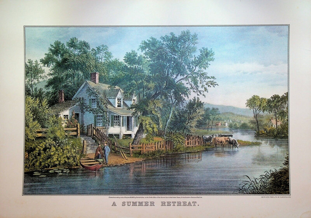 Currier & Ives Calendar Topper 1970 A Summer Retreat