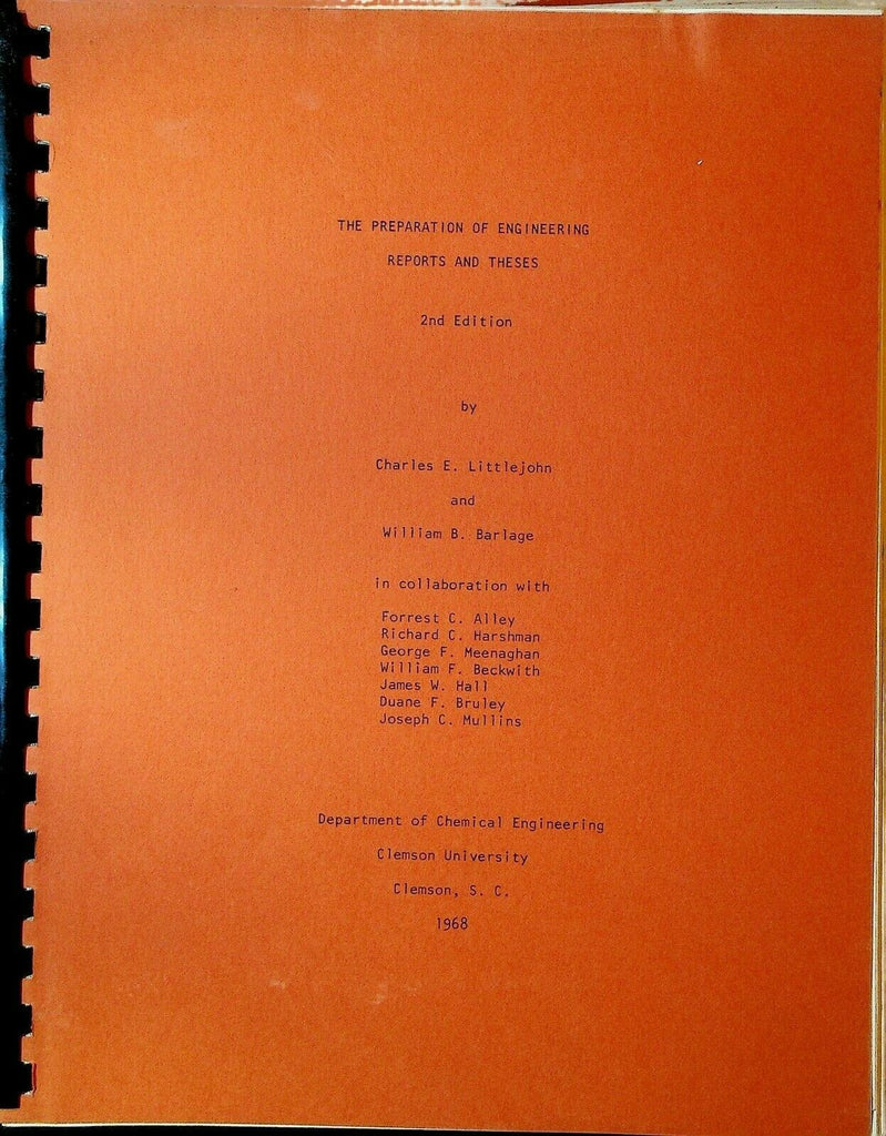 Preparation of Engineering Reports & Theses 1968 Clemson University