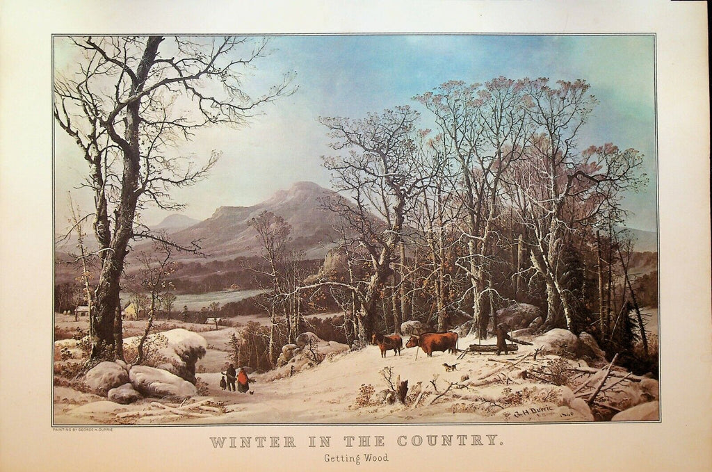 Currier & Ives Calendar Topper 1953 Winter in the Country Getting Wood