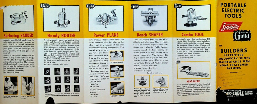 Porter Cable Speedmatic Guild Portable Electric Tools Brochure 1950 Saw Sander