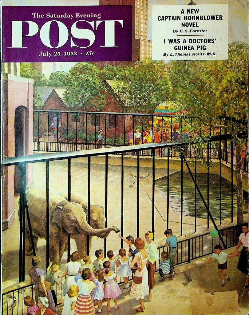 Saturday Evening Post July 25 1953 Elephant at Zoo Aristotle Onassis CS Forester