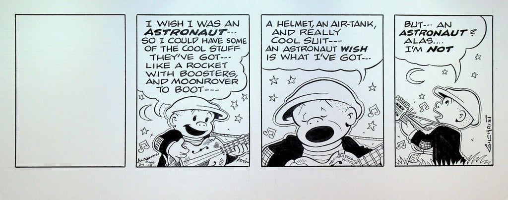 Nancy Comic Strip Original Art Guy Gilchrist June 24 2008 Astronaut Guitar Song