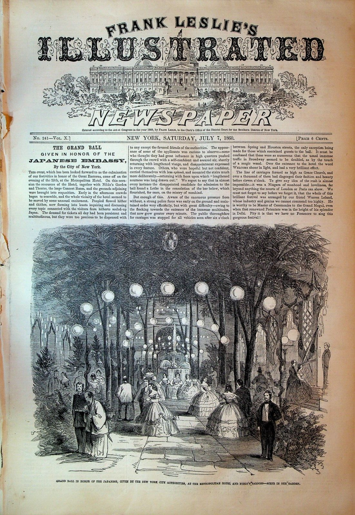 Frank Leslie's Illustrated Newspaper July 7 1860 Japanese Embassy Ball