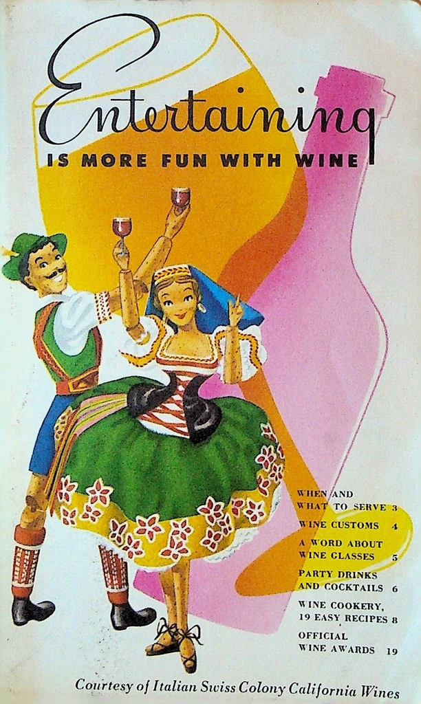 Entertaining is More Fun With Wine Booklet 1950s Italian Swiss Colony California