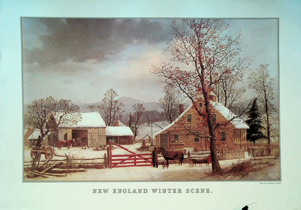 Currier & Ives Calendar Topper 1977 New England Winter Scene