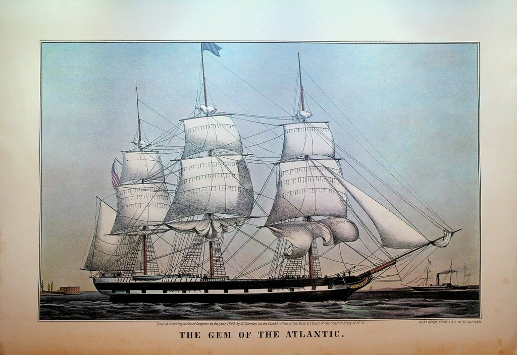 Currier & Ives Calendar Topper 1965 The Gem of the Atlantic Clipper Ship