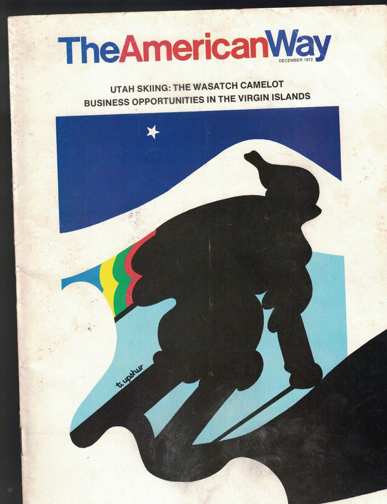 American Way Magazine December 1972 Tom Upshur Utah Skiing Caribbean Carapace