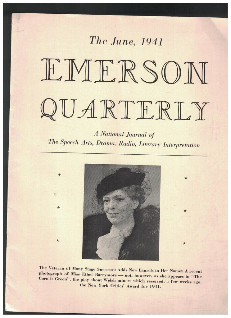 Emerson Quarterly June 1941 Ethel Barrymore Tent Show Companies