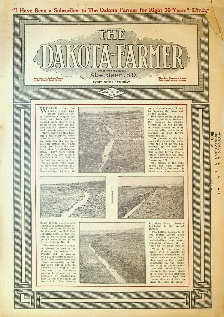 Dakota Farmer Magazine August 14 1937 Irrigation Fashion