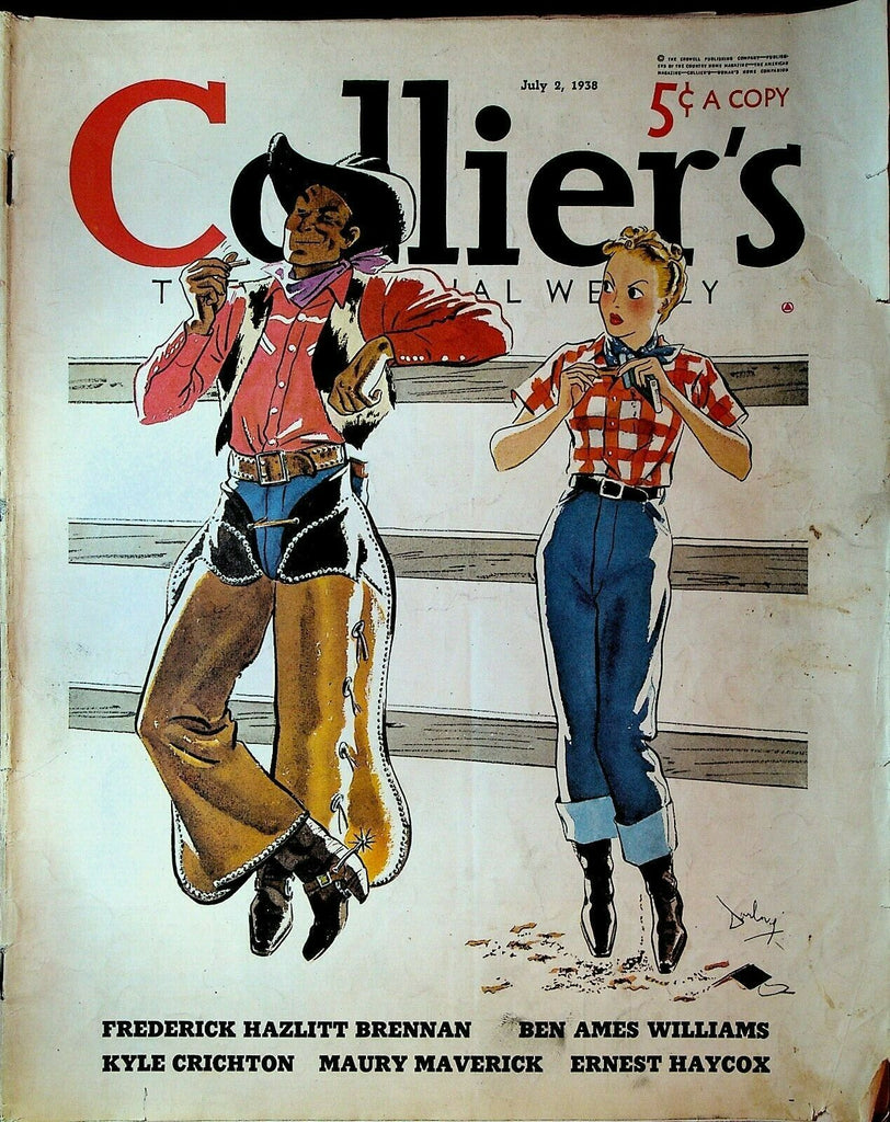 Collier's Magazine July 2 1938 Gilbert Darling Cowboy Cover Kathleen Norris