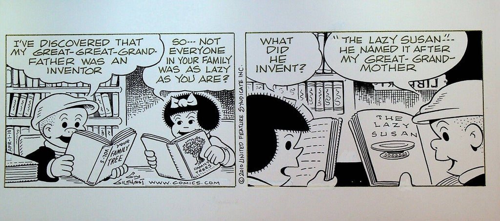Nancy Comic Strip Original Art Guy Gilchrist April 1 2010 Lazy Susan Library