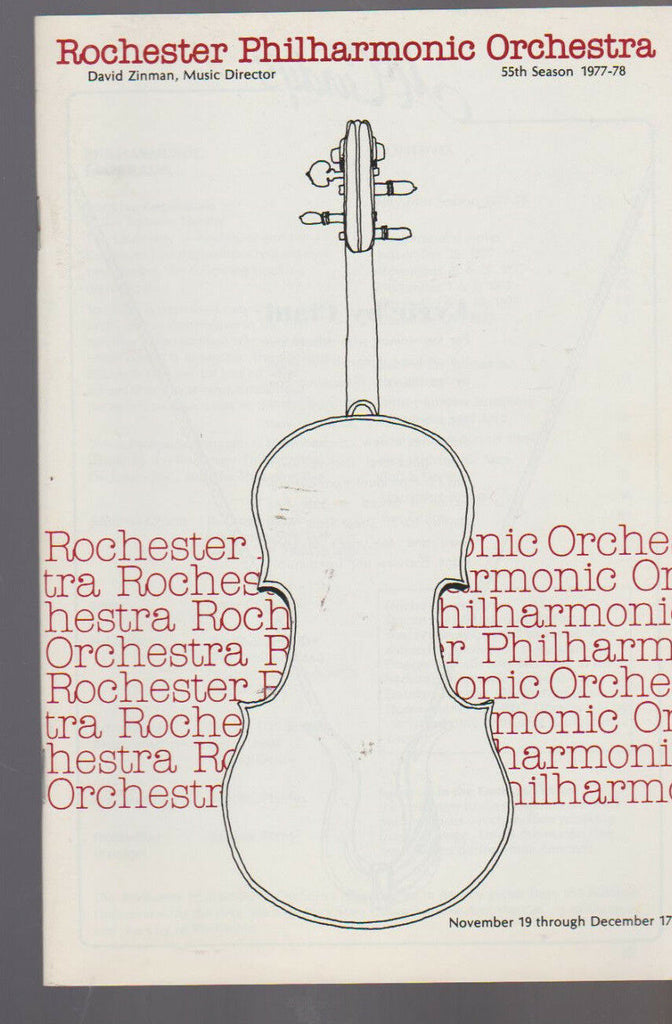 Rochester Philharmonic Orchestra RPO Program November 1977 Joffrey Ballet