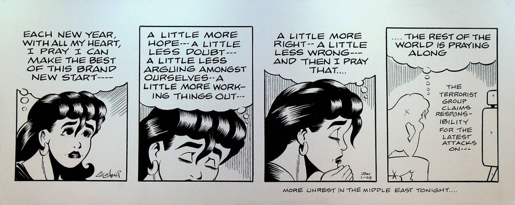 Nancy Comic Strip Original Art Guy Gilchrist January 1 2008 New Year's Hope