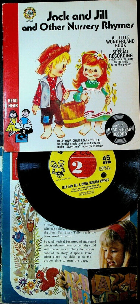 Peter Pan Book & Record Lot of 3 Jack and Jill Mother Goose Heidi