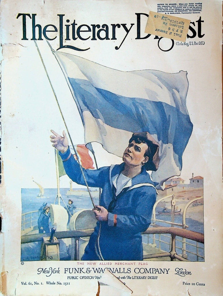 Literary Digest April 5 1919 Japan League of Nations Kenyon Cox Bolshevism