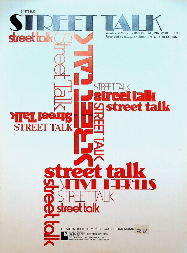 Street Talk Sheet Music 1976 Bob Crewe Cindy Bullens  BCG
