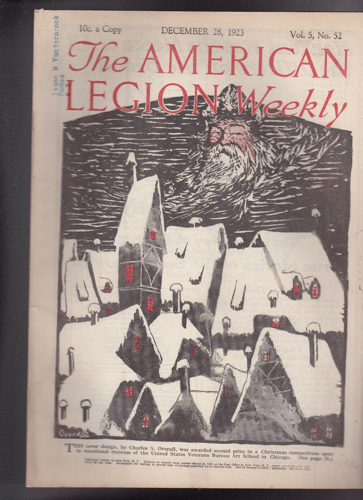 American Legion Magazine Christmas Santa Claus Cover December 28 1923