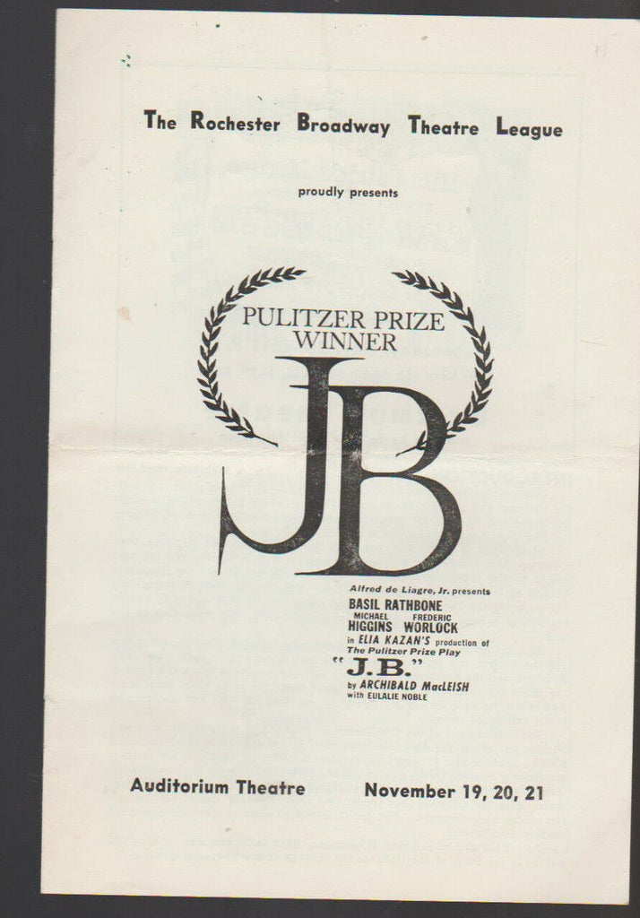 JB 1950s Program Basil Rathbone Michael Higgins Frederic Worlock
