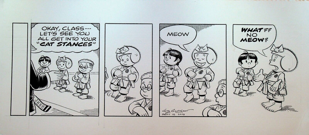 Nancy Comic Strip Original Art Guy Gilchrist September 16 2008 Karate Cat Stance