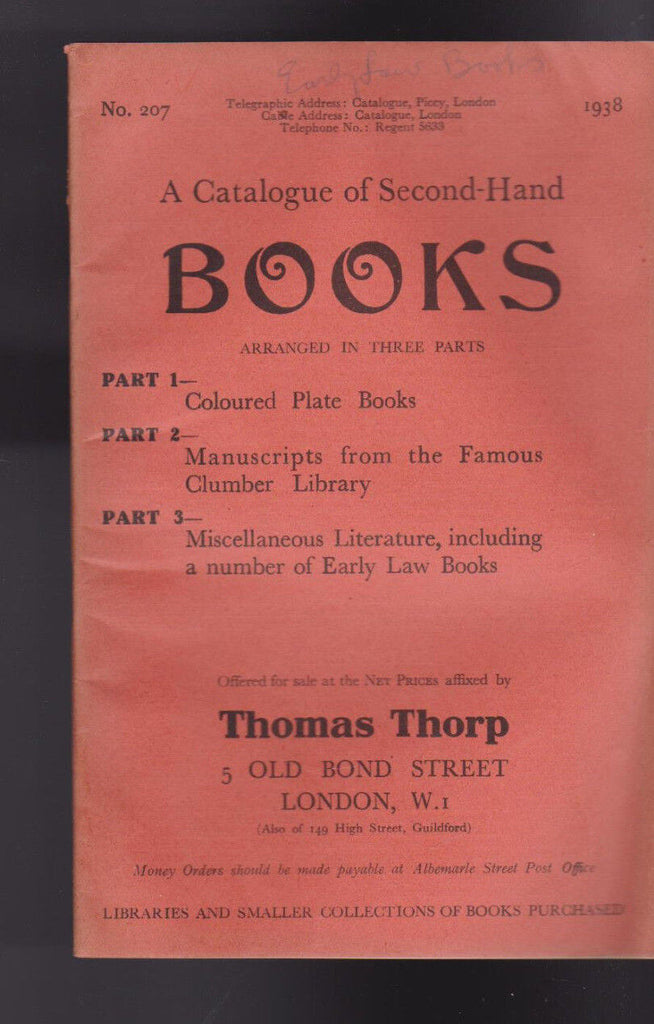 Thomas Thorp Catalog 207 1938 Second-Hand Books