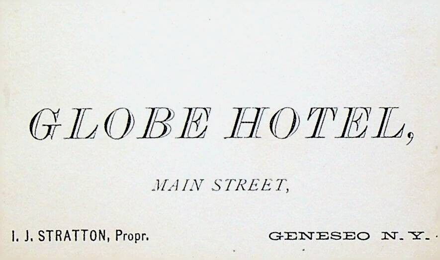 Globe Hotel Geneseo NY Main St Business Card IJ Stratton