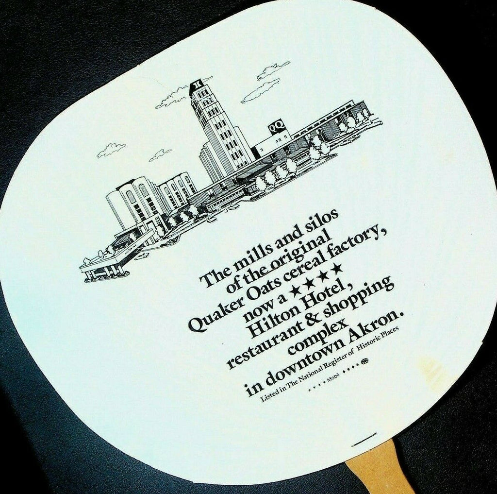 Advertising Fan Quaker Square Akron Ohio Hilton Hotel 1980s