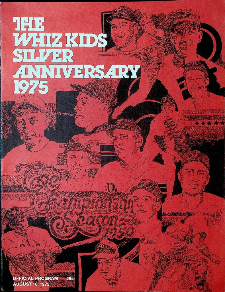 Philadelphia Phillies Whiz Kids Silver Anniversary Program 1975 Robin Roberts