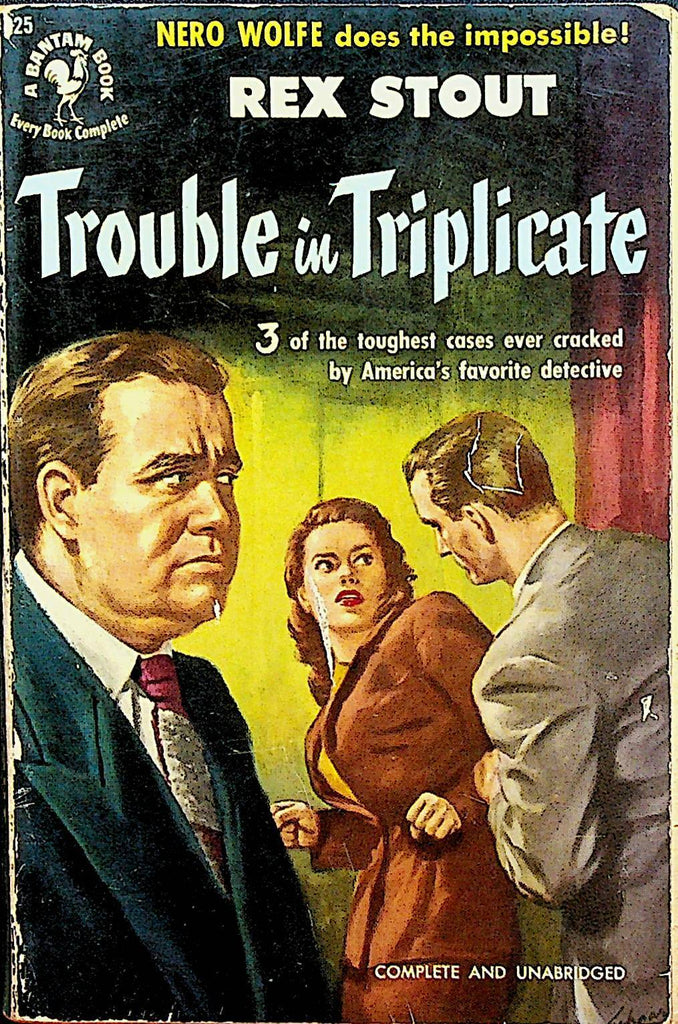 Trouble in Triplicate Rex Stout Nero Wolfe Bantam Book Mystery Paperback 925
