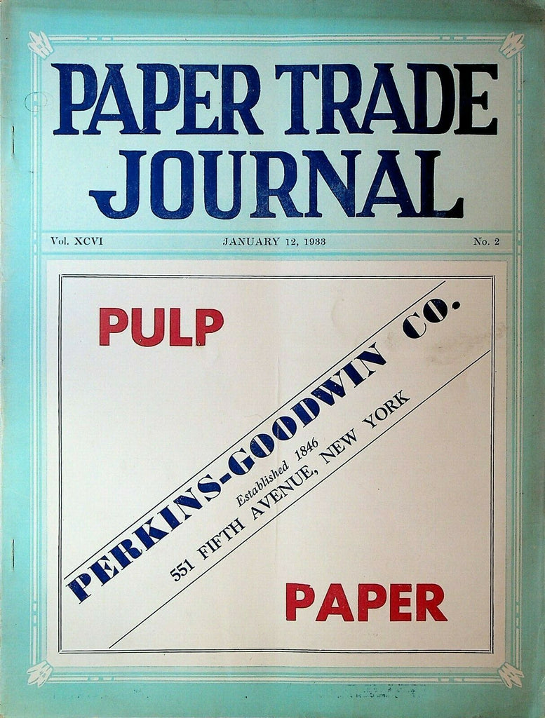 Paper Trade Journal January 12 1933 Glens Falls Mills RS Hatch