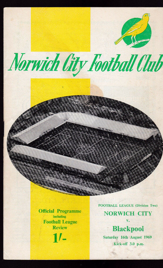 Norwich City Football Club v Blackpool Official Programme August 16 1969