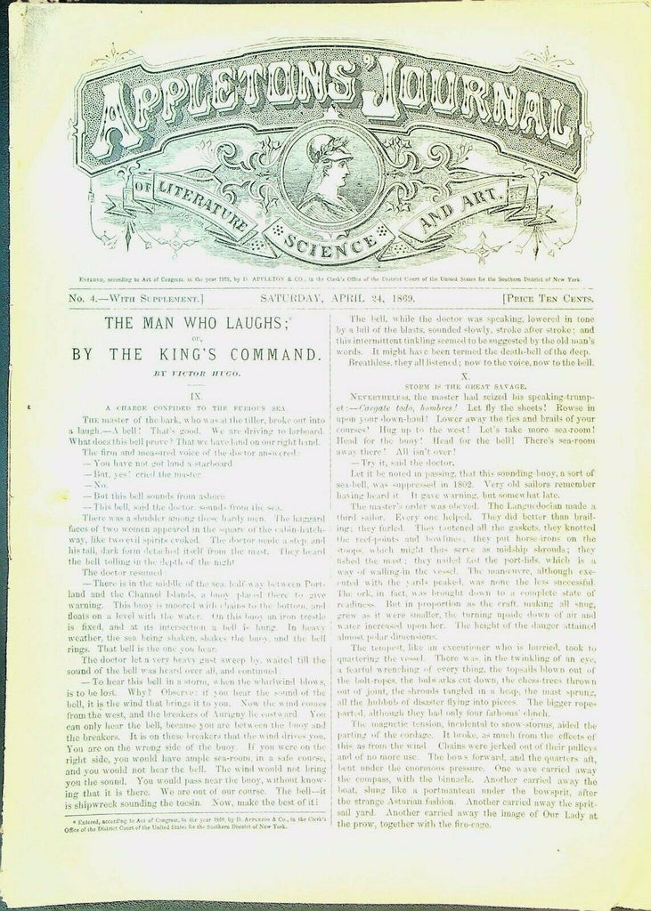 Appletons' Digest April 24 1869 Victor Hugo The Man Who Laughs Timor Bee Hunters