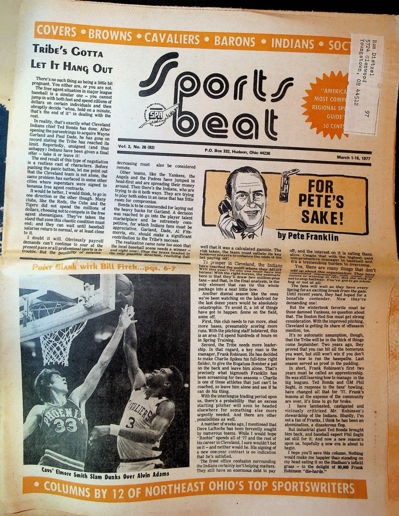 Sports Beat Magazine March 1 1977 Bill Fitch Elmore Smith Alvin Adams