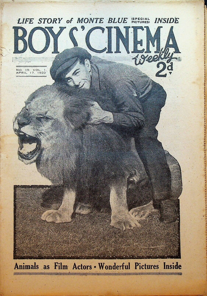 Boys Cinema Weekly April 17 1920 Charlie Chaplain Tom Mix Monte Blue