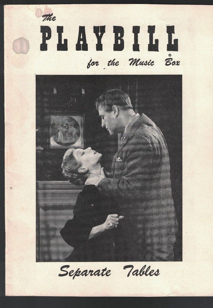 Separate Tables Playbill April 1 1957 Margaret Leighton Eric Portman