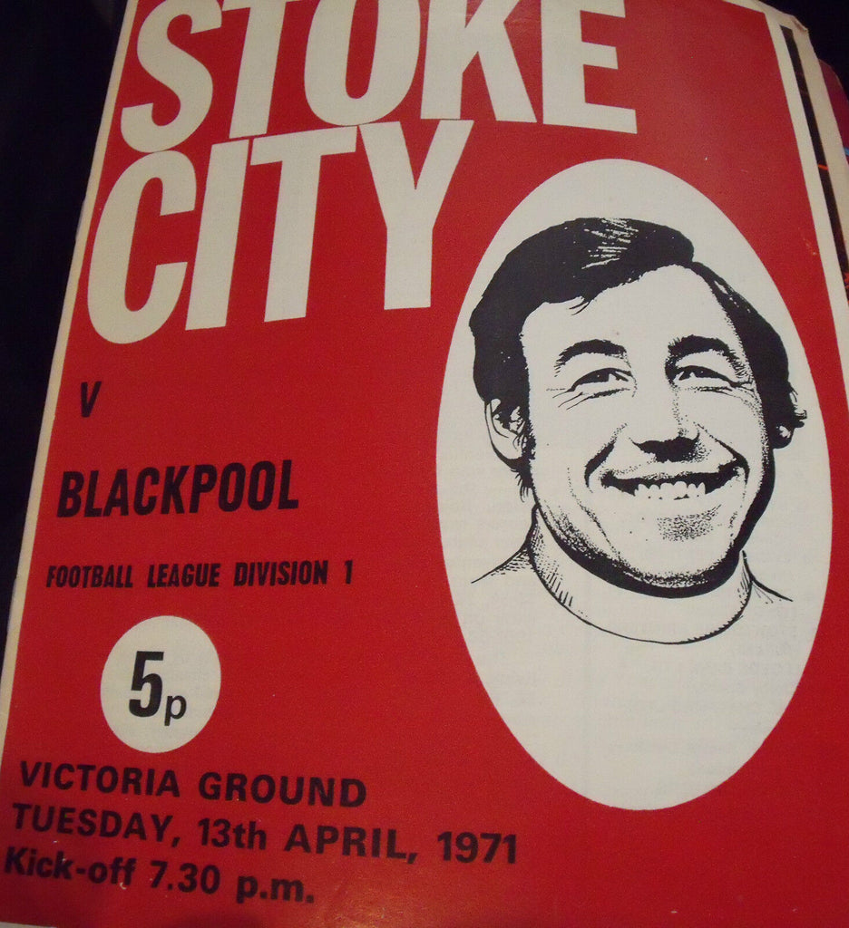 Stoke City v Blackpool Football League Division 1 program- April 13 1971