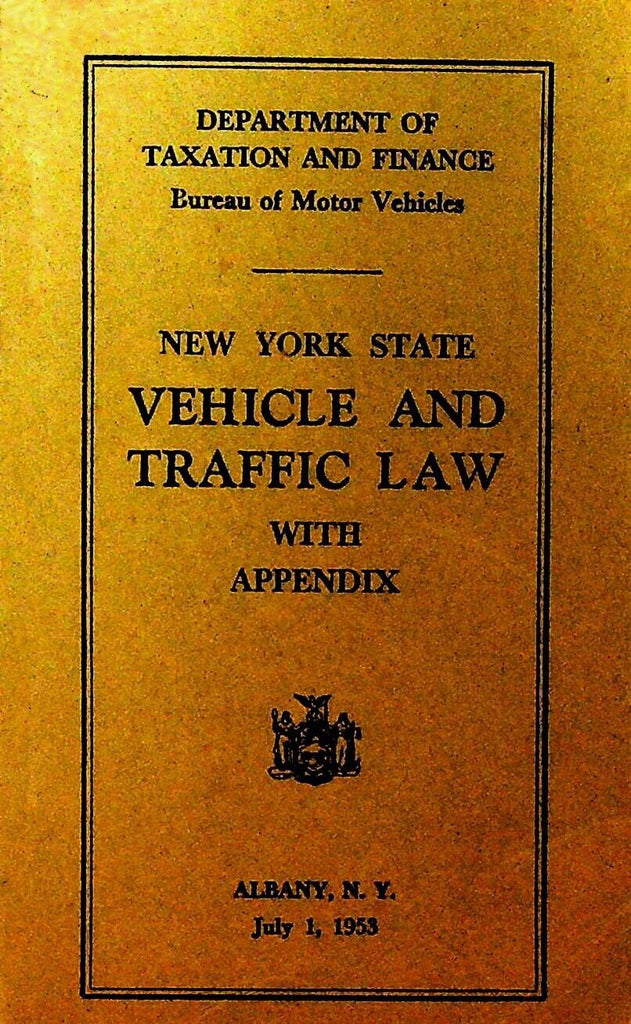 New York State Vehicle & Traffic Law Book 1953