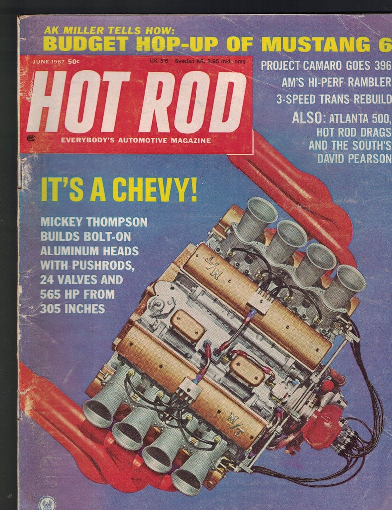 Hot Rod Magazine June 1967 Mickey Thompson Mustang David Pearson