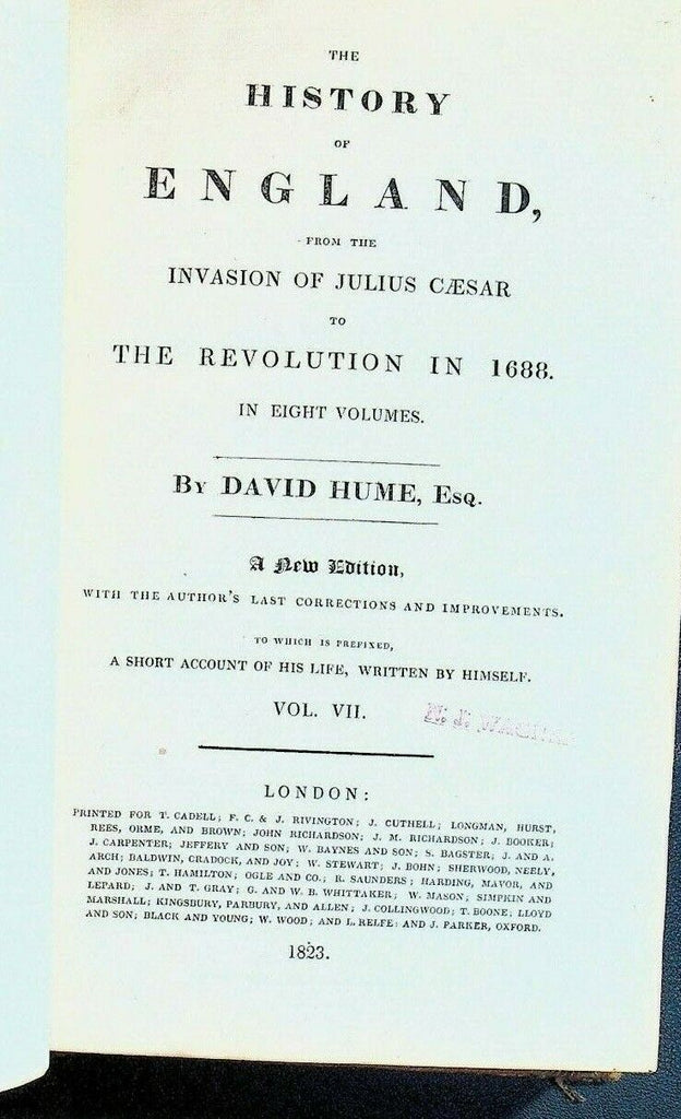 History of England Volume 7 David Hume 1823 HC Book