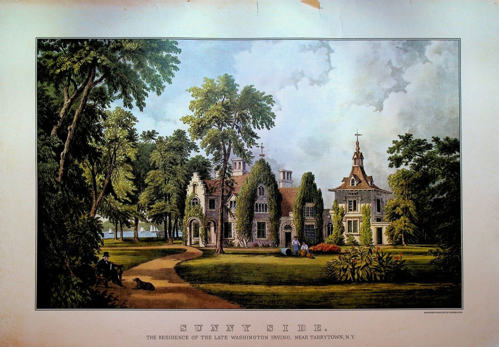 Currier & Ives Calendar Topper 1962 Sunny Side Washington Irving Residence
