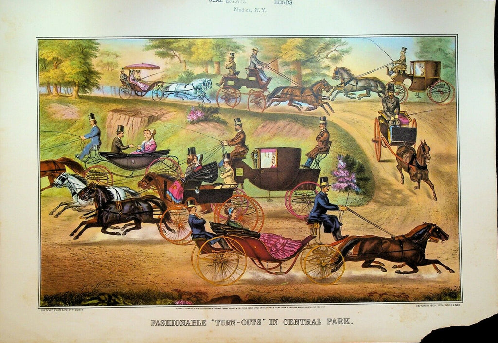 Currier & Ives Calendar Topper 1951 Fashionable Turn-Outs in Central Park