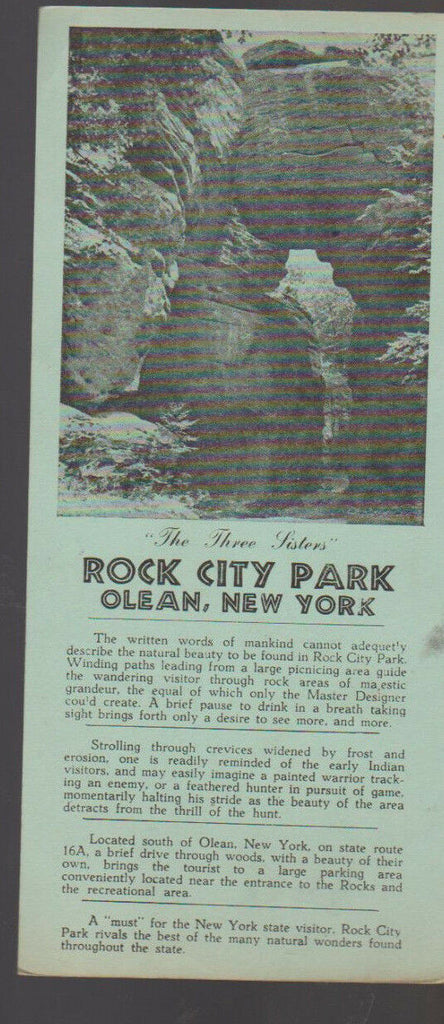 Rock City Park Olean NY Brochure 1970s The Three Sisters