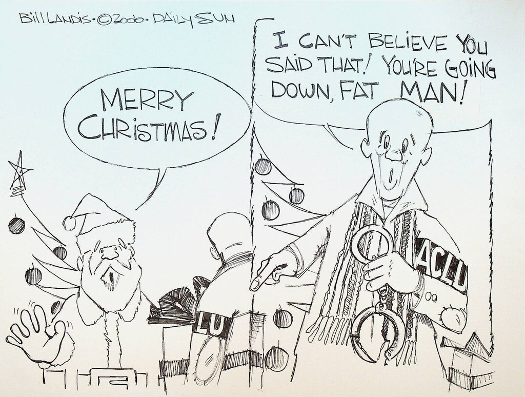 Bill Landis Original Cartoon Art The Villages Daily Sun 2006 ACLU Santa Claus