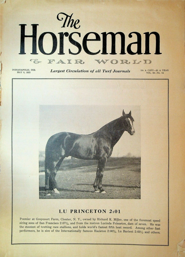 Horseman & Fair World Magazine Harness Racing May 8 1935 Lu Princeton