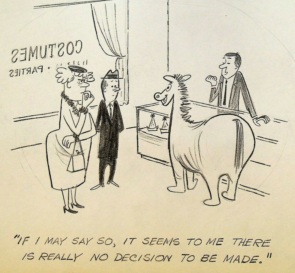 Lee DeGroot Original Art Gag Costume Shop Party Horse Married Couple